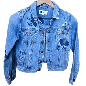 Disney + Gap Kids Limited Edition Denim Jacket Distressed Jean Jacket Mickey XL